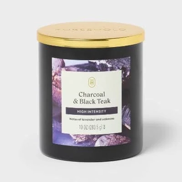 Threshold High Intensity Charcoal and Black Teak Jar Candle