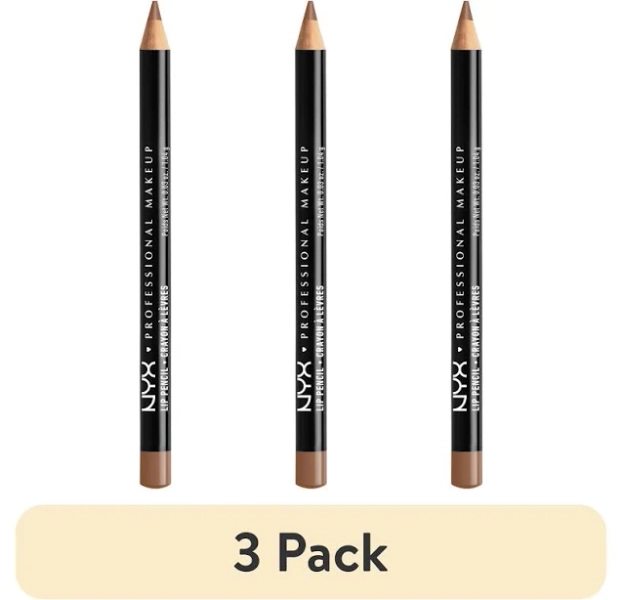 NYX Professional Makeup Slim Lip Pencil, Long-Lasting Creamy Lip Liner with Moisturizing Coconut Oil, 857 Nude Beige, 0.035 fl oz (3 pack)