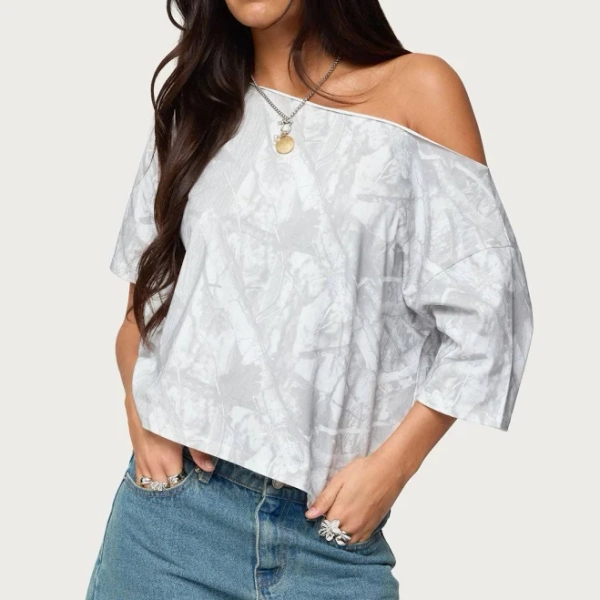 Davida Off Shoulder Camo Top