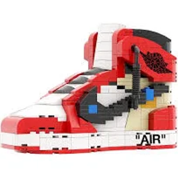 Handcrafted "AJ1 Off White Chicago" Sneaker Bricks LEGO-like interlocking blocks toys