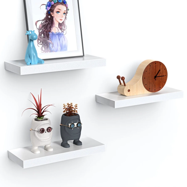 Latitude Run® Godfree 3-Piece Wood Floating Shelves, Wall Shelf for Bathroom, Kitchen, Bedroom Storage & Decor with Hidden Brackets | Wayfair