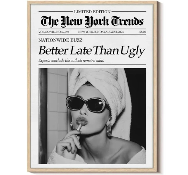Mercer41 Better Late Than Ugly Newspaper Framed Wall Art