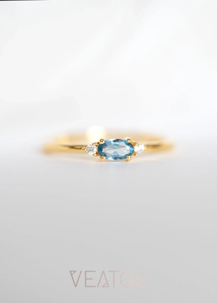 Aquamarine Ring, March Birthstone Ring, Gold Vermeil Aquamarine Ring Dainty, Raw Aquamarine Ring, Real Aquamarine, Birthday Gift for Her