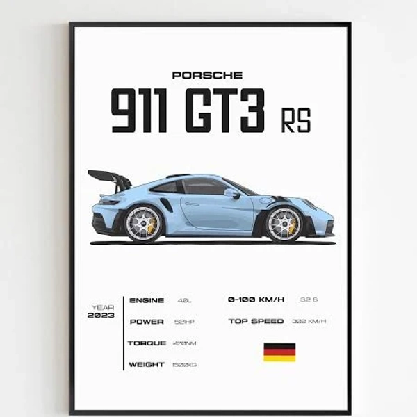 StudioBakkery Porsche 911 GT3 Car Poster