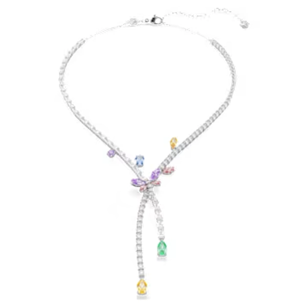 Ariana Grande x Swarovski necklace, Mixed cuts, Dragonfly, Multicolored, Rhodium plated