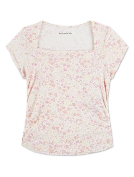 Abercrombie Kids Girls' Ava Floral Square Neck Cotton Top