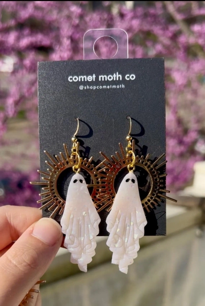 THE ORIGINAL Gold and opalescent ghost earrings