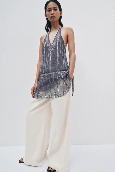 MINIKLEID MIT HALTER UND GLITZER