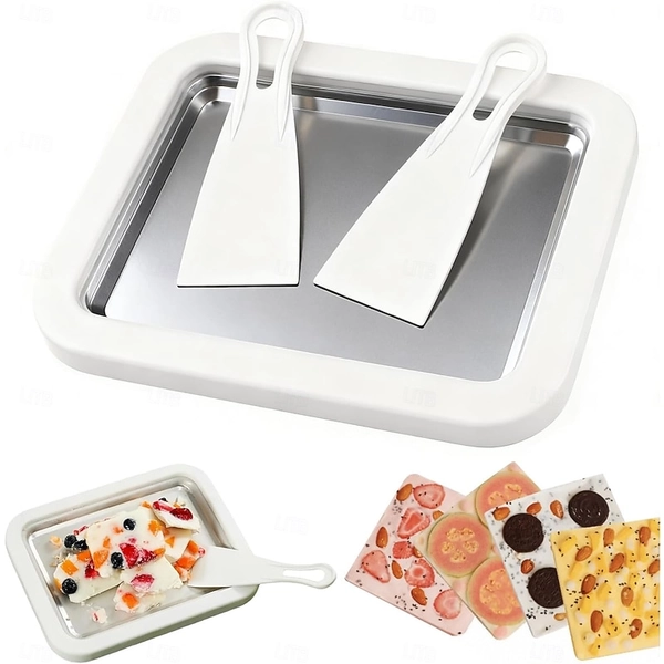 Rolled Ice Cream Maker, At-Home Rolled Ice Cream Machine with Instant Freeze Tray & 2 Scrapers, DIY Fun Family Activity Instant Ice Cream Maker for Yo