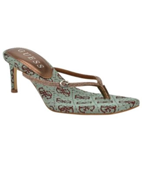 Mayan Rhinestone Thong Kitten Heel Sandals