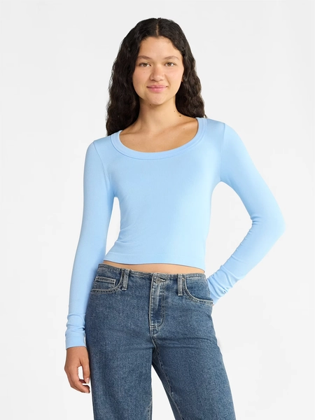 No Boundaries Scoop Neck Seamless Tee, Women's