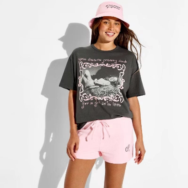 Women's Olivia Rodrigo Oversized Short Sleeve Graphic T-Shirt - Charcoal S