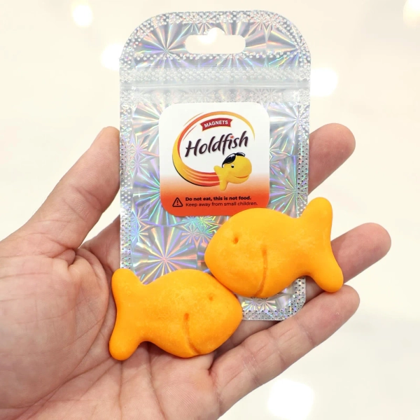 Goldfish Crackers Fridge Magnets, Stocking Stuffer Idea, Kitchen Decor, Set of 2