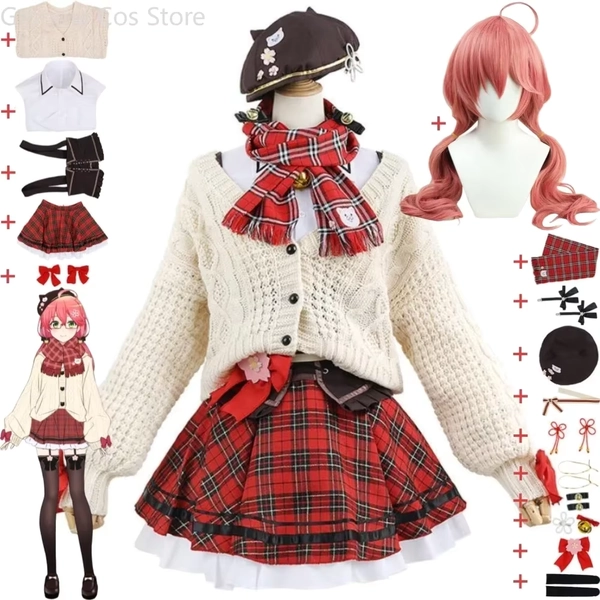  VTuber Hololive Sakura Miko Elite Cosplay Costume Wig Anime Witch Uniform Sweatshirt Halloween Stage Performance Suit