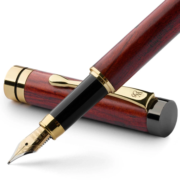Wordsworth & Black Wooden Fountain Pen Set Comes with 6 Ink Cartridges, Refill Converter, Fountain Pen Case, Corporate Gifts Business Gift