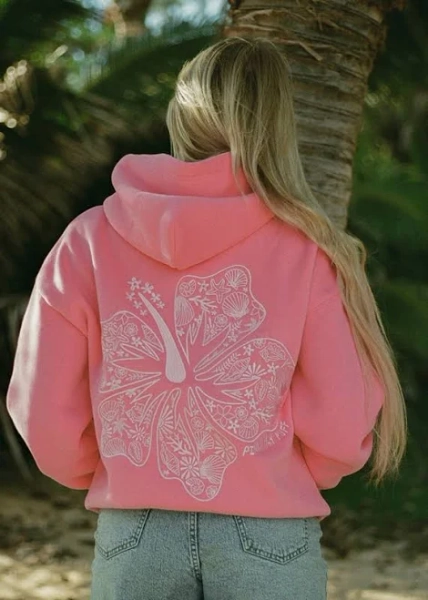 Hawaii Hibiscus Palm Puff Hoodie