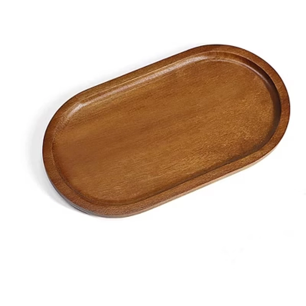 XINGHANZHENXUAN Acacia Wood Mini Serving Tray - 7.5"x4.1" Oval Snack Platter for Coffee Table, Desserts, Fruits, Vegetables & Restaurant Decor