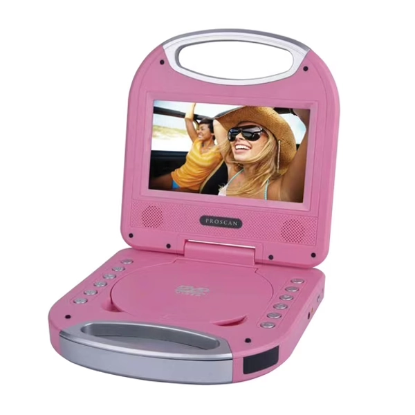 Proscan 7-In. Portable DVD Player with Earphones, Remote, and Integrated Handle, Pink, PDVD7049, PDVD7049-PINK