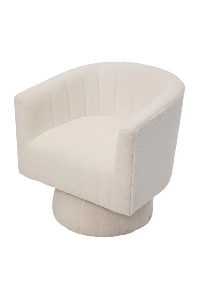 White Sherpa Upholstered Swivel Accent Armchair