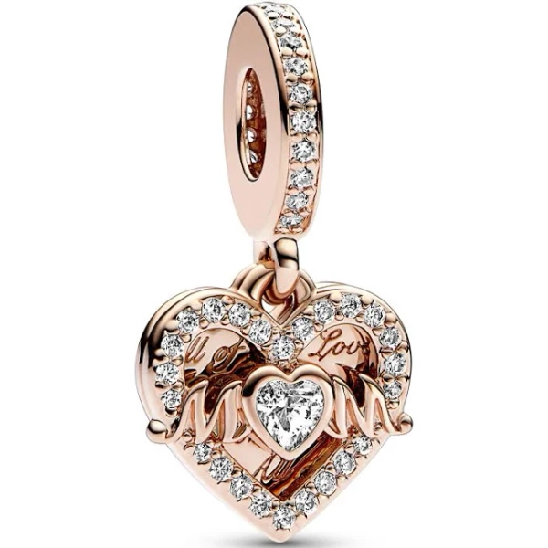 Pandora Women's Heart & Mom Dangle Charm