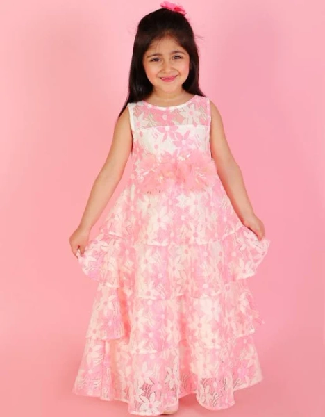 Trendia Girl's Stylish Layered Gown