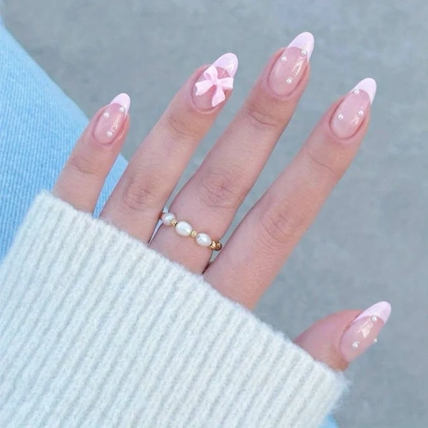 96PCS Pink French Nail Stickers