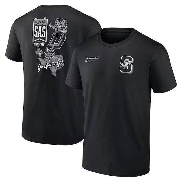Men's San Antonio Spurs Black Split Zone T-Shirt