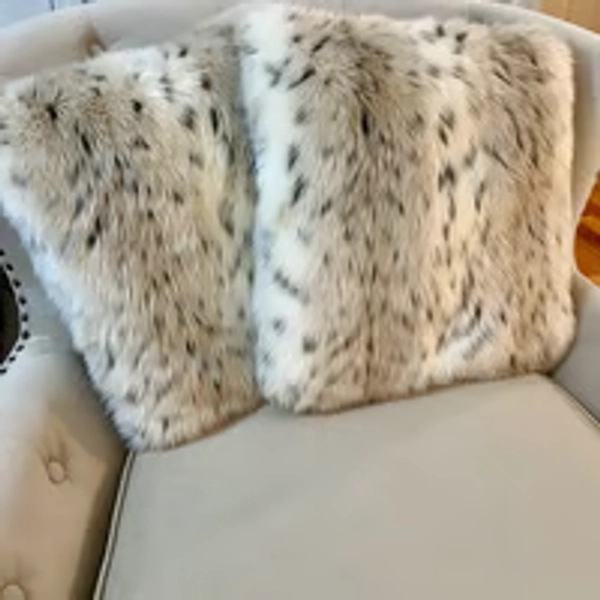 Pier 1 White Leopard Faux Fur Rare Pillow Set of 2