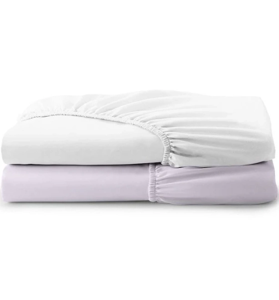 The Big One 2-Pack Microfiber Twin XL Fitted Sheet Set, Lilac White