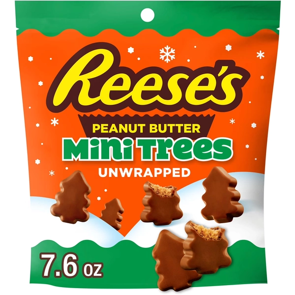 Reese's Unwrapped Milk Chocolate Peanut Butter Creme Mini Trees Christmas Candy, Bag 7.6 oz