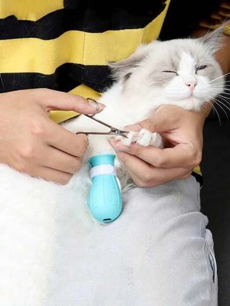 Anti-Scratch And Bite Cat Paw Covers, Cat Paw Sleeves For Bathing, Anti-Scratch And Anti-Licking Pet Paw Covers, For Bathing And Nail Clipping, Can Be Used With Pet Cat Head Cover Space Helmet, Prevents Cat From Biting, Set Of 4 - Size Blue