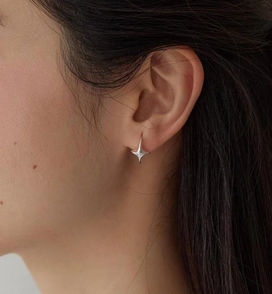 Minimalist Shooting Star Huggie Earrings,Dainty Galaxy Hoop Earrings,Unique Celestial Earrings,Sterling Silver Jewelry,Gift For Her (EC3032)