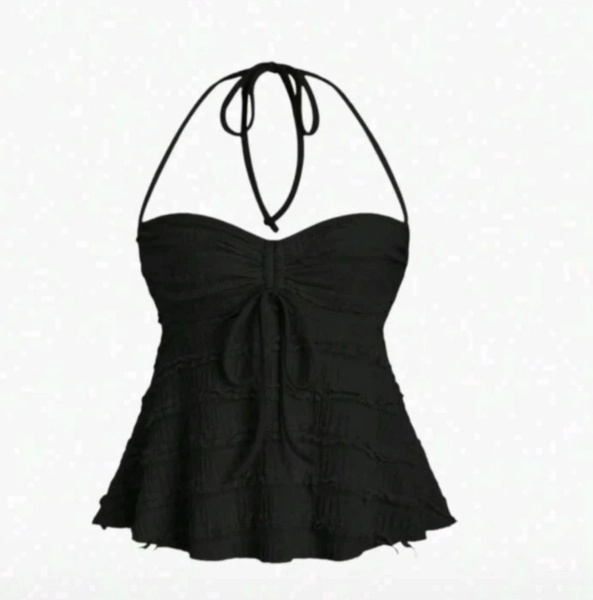 NEW Womens (M) Tiered Flared Halter Top SHEIN | Mercari