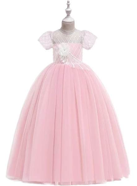ZaraBeez Kid Girl Elegant Short Sleeve Long Skirt Party Dress