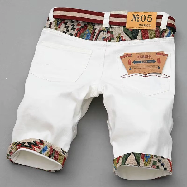 2026 New Summer Thin Embroidered Trendy Denim Shorts Men's and Korean Trendy Ethnic Medium Half Pants Patch Low Rise Jeans - AliExpress 200000343