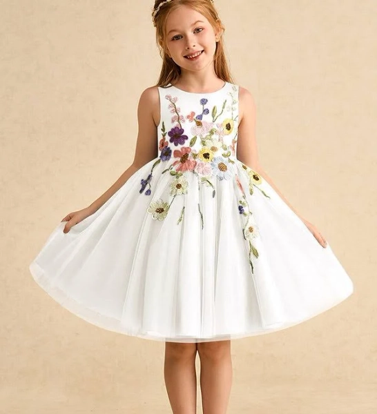 Azazie A-Line Scoop Neck Knee-Length Tulle Flower Girl Dress