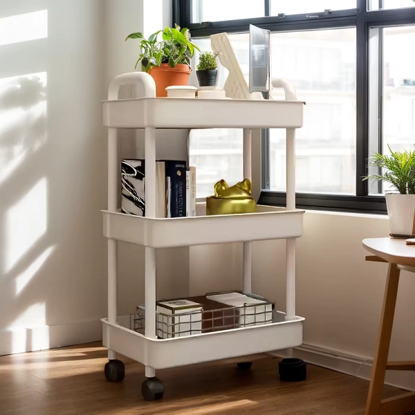 1pc 3/4-Tier Rolling Storage Cart, Plastic Multi-Functional Organizer Trolley, Slim, Space-Saving, Adjustable Shelves, with Easy - AliExpress 
