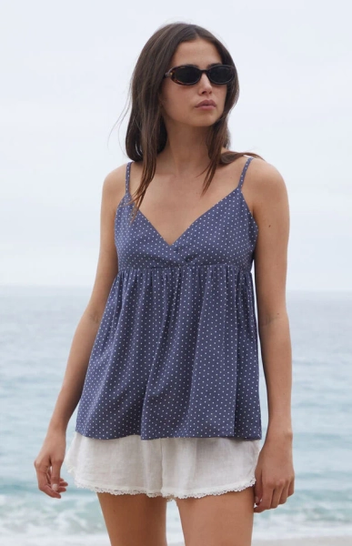 Navy Polka Dot Edith Tank Top