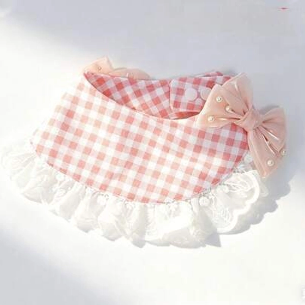 Plaid Pet Collar With Lace Bow For Cats, Adjustable Anti-Strangling Collar Accessory, Cat Scarf - Size Recommended Weight: 10-15 Catties (neck Circumference: 29-31 Cm)