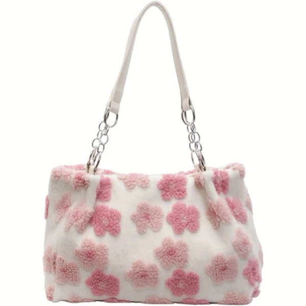 Women's Plush Floral Tote Purse