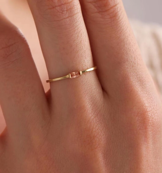 Personalized Birthstone Ring, Dainty 925 Sterling Silver Minimalist Ring, Custom Gold Ring Gift for Her, Birthstone Jewelry, Christmas Gift