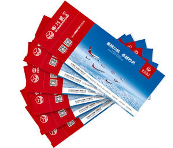 Custom Color Printing Thermal Coated Cardboard Flight Event Ticket Airline Boarding Pass Paper Flight Tickets