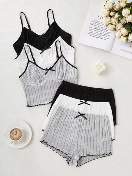 ZzzCrew 3pcs Solid Color Casual Pajama Set, Fashion For Summer Holiday Season Outfit