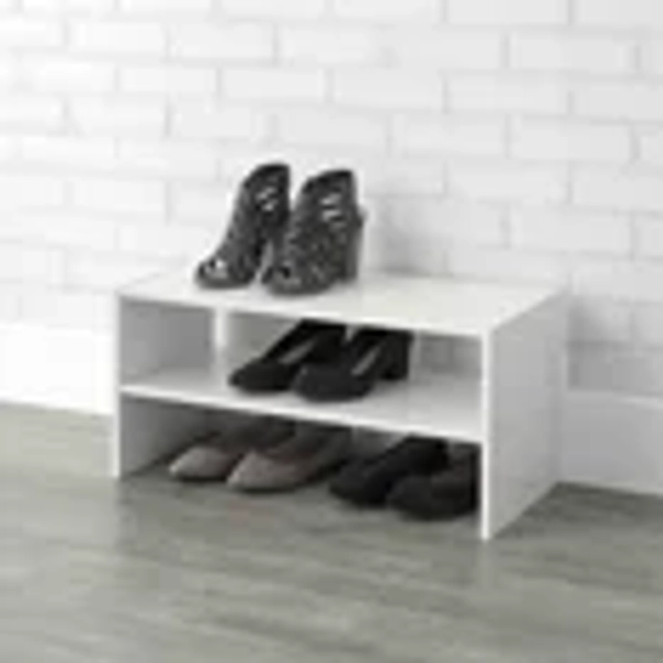 Mainstays 24" 2-Tier Stackable Shoe Rack, White