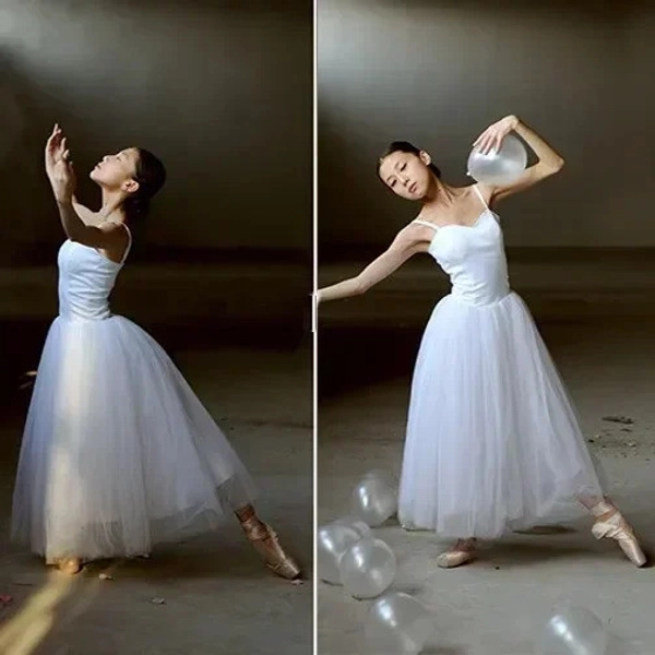Adulto Longo Tutu Profissional Branco Cisne Lago Ballet Traje Vestidos De Balé Desempenho dancewear | Shopee Brasil
