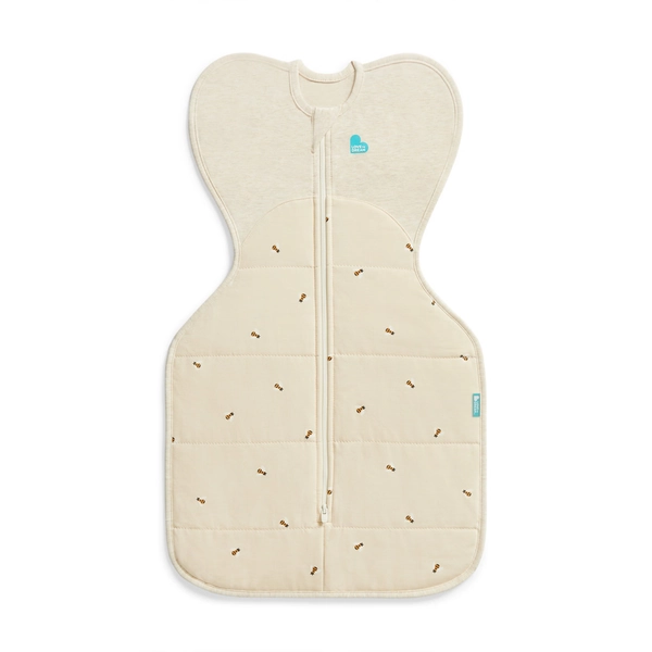 Love To Dream Quilted Stretch Cotton Swaddle Up 2.5 Tog Bees Oat Size Newborn