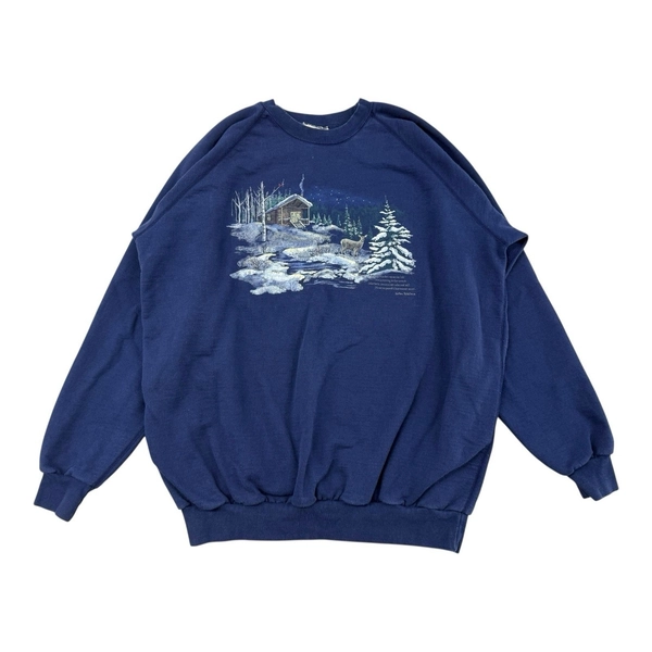 Vintage Northern Reflections Cabin Winter Outdoor Nature Crewneck Sweater Sz XL