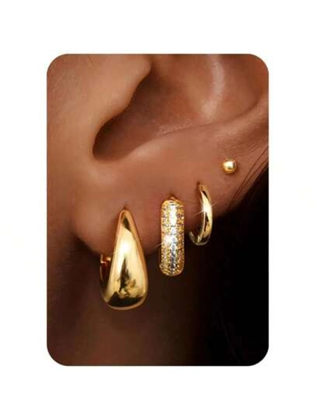 Milacolato Gold Hoop Earrings For Women Hypoallergenic - Gold Silver Hoop Earring Stacks Non Tarnish 14K Gold Plated Flat Back Huggie Hoop Earring Sets For Multiple Piercing Lightweight 4Pairs