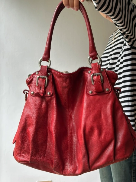 Real leather red shoulder bag vintage made in Italy
