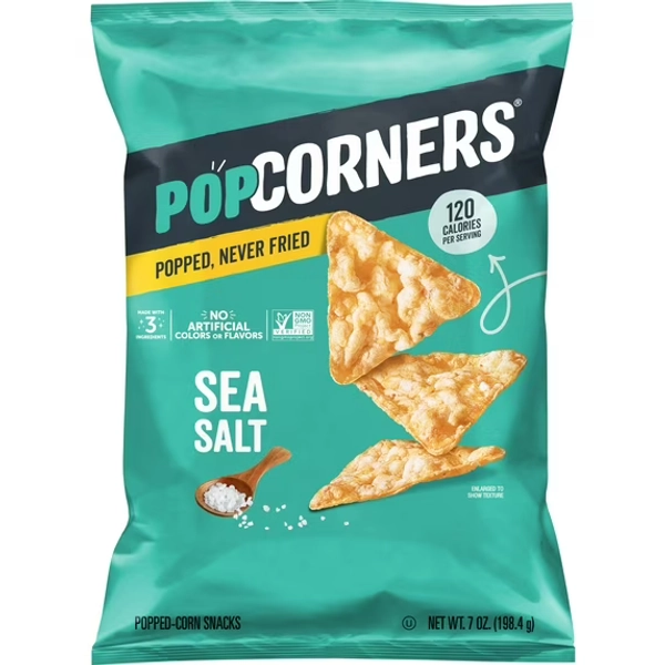 PopCorners No Artificial Colors or Flavors Sea Salt Popped Corn Chips Bag, 7 oz​
